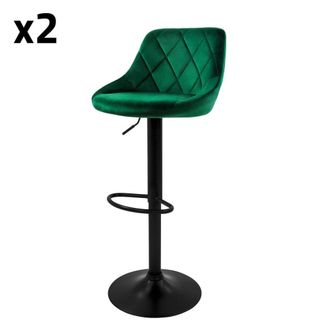 ML Design Lote de 2 taburetes de bar de terciopelo, verdes