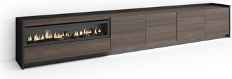 Skraut Home Skraut Home - Mueble Tv, Televisi&oacute;n, Muebles De Sal&oacute;n, Almacenaje, 310x37x50cm, Para Tv Hasta 80, Chimenea El&eacute;ctrica, Led, Estilo Moderno, Roble Oscur