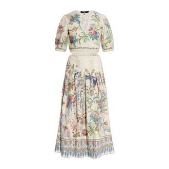 Etro Etro, Midi Dresses, female, Beige, Size: 2XS Cut-out Waist Dress