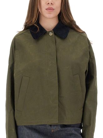 A.P.C. Cropped Boxy Cut Cotton Jacket - Green