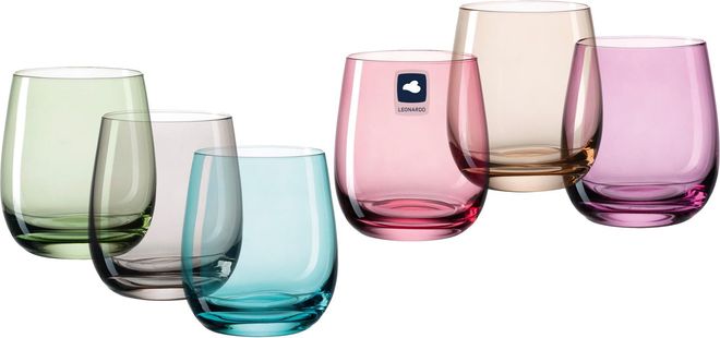 Leonardo Trinkgläser SORA (6er Set) - Bunte Wassergläser (360 ml) - 6 Farben - Spülmaschinenfest & Langlebig - Mehrfarbige Gläser für Zuhause, Restaurants & Pa ab 29,99 €