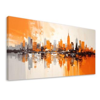 Feeby Cuadro Sobre Lienzo, Edificios Urbanos Naranjas Pintura Imitaci&oacute;n, 120x60