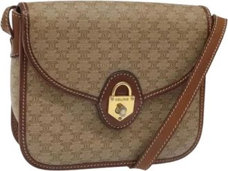 Celine Pre-owned Cross Body Bags, female, Beige, Size: ONE SIZE Pre-owned Vintage Macadam Shoulder Bag