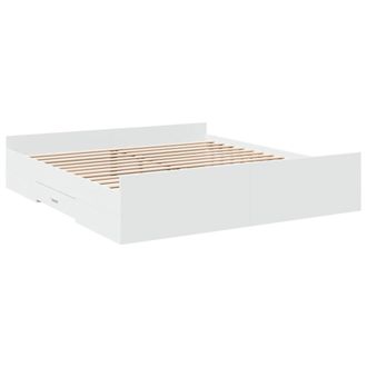 Berkfield Home Modern Bed Frame with Drawers without Mattress White 180x200 cm S | Size: Super King