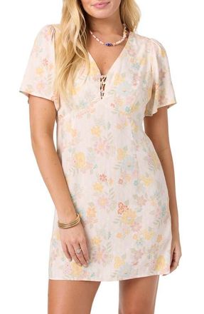 O'Neill Robin Floral Minidress in Tapioca at Nordstrom, Size Xx-Large