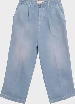Marni Men & apos;s Faded Denim Wide-Leg Pants