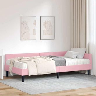 vidaXL Estructura De Cama Esquina Con Colch&oacute;n 2 Uds. Rosa 100 X 200 Cm Vidaxl