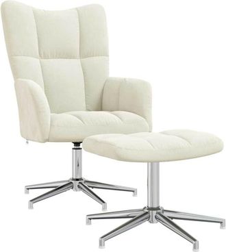 vidaXL Sill&oacute;n De Relax Con Taburete Terciopelo Blanco Crema Vidaxl