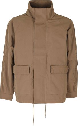 Sunflower Green Winter Field Funnel Collar Cotton-Blend Jacket