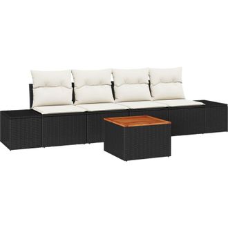 vidaXL Conjunto De Sof&aacute; De Jard&iacute;n 5 Pcs Negro, Blanco Vidaxl