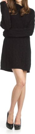 Papillon Cable Knit Cowl Neck Sweater Dress In Black