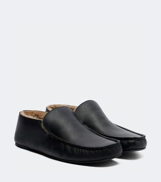 The Row Leo shearling-lined leather loafers