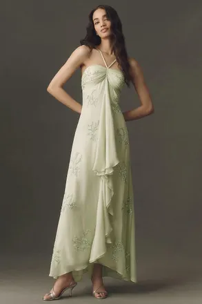 BHLDN Beaded Halter Maxi Dress