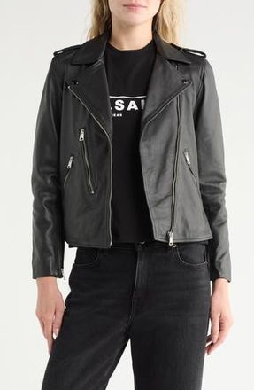 AllSaints Elva Leather Biker Jacket in Black at Nordstrom Rack, Size 8 Us / 12 Uk