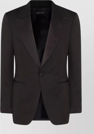 Tom Ford luxe suit with satin lapel and buttoned cuffs