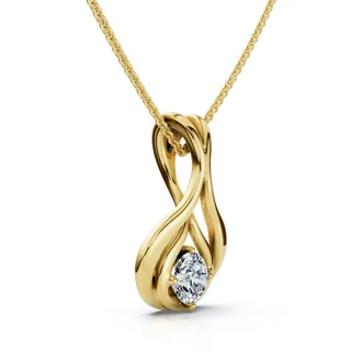 Pompeii3 1/5Ct Solitaire Lotus Diamond Pendant 14k Gold 18 Necklace Lab Grown