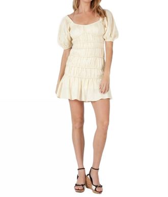 Lucca Couture Rae Puff Sleeve Tiered Mini Dress In Vanilla