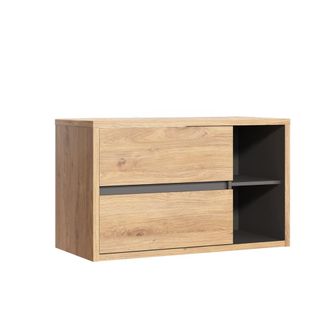 Petits Meubles Mueble bajo lavabo encimera estratificado marr&oacute;n antracita