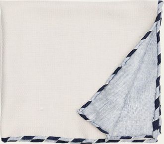 Brunello Cucinelli Mens Double-Face Stripe-Trim Silk Pocket Square