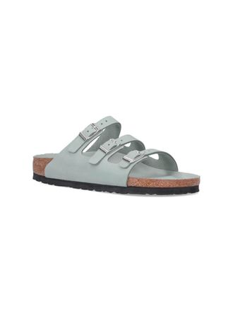 Birkenstock Womens Sandals Green Nubuck Leather