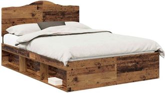 vidaXL Estructura De Cama Con Cabecera Madera Vieja 140 X 200 Cm Vidaxl