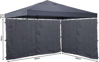 Quick-Star Quick-star - Set Ersatzdach Und 2 Seitenteile F&uuml;r Pavillon 3x3m Grau Ral 7012 Pavillondach Ersatzbezug Seitenwand Mit Rei&szlig;verschluss