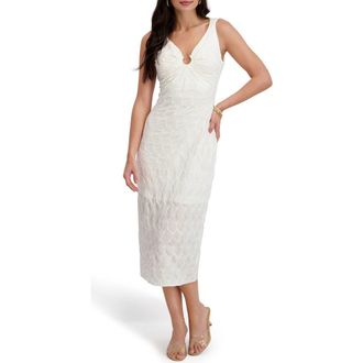Siena My Balconia Textured Knit Body-Con Midi Dress in White at Nordstrom Rack, Size 16