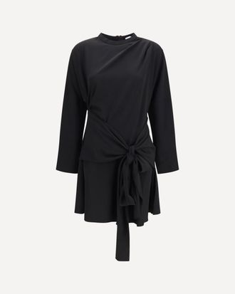 Ganni Draped-knot crepe mini Dress Female 38