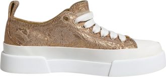 Dolce & Gabbana Gold White Logo Low Top Sneakers Womens Shoes (Pre-Owned)