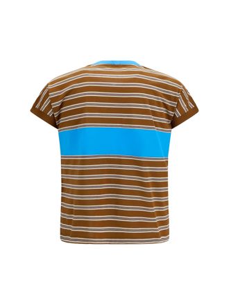 Versace Mens Cotton T-Shirt Striped Chestnut-Beige-Chocolate T-Shirts Chestnut/beige/chocolate And Polos