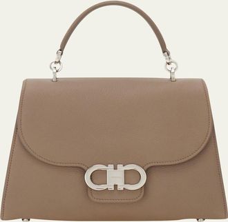 Ferragamo Double Gancio Leather Top-Handle Bag