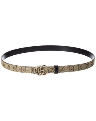 Gucci Gg Marmont Reversible Gg Supreme Canvas & Leather Belt