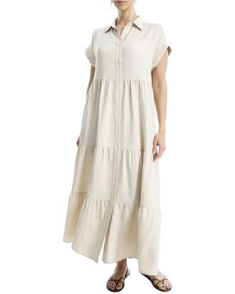 Max Studio Button-Front Tiered Maxi Shirt Dress