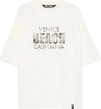 Palm Angels Graphic-print Rhinestone-embellished T-shirt