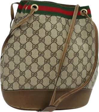 Gucci Ophidia Beige Canvas Shoulder Bag (Pre-Owned)