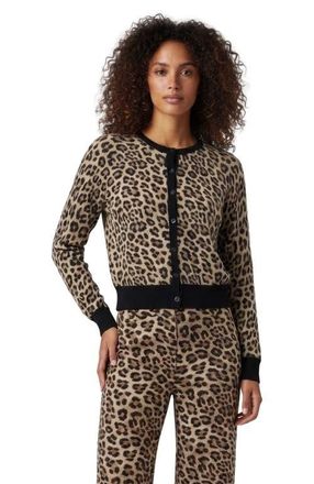 Lords of Harlech Leopard Womens Cropped Cardigan in Leopard Brown at Nordstrom, Size Xx-Large