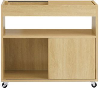 SoBuy Sobuy - Tavolino con ruote da divano Carrello con 1 scomparto aperto Comodino con 2 ante scorrevoli Naturale 70x30x60cm FBT152-N