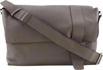 Herm&egrave;s Pre-owned Alfred Messenger Bag - Heren - Vintage Schoudertas - Grijs - ONE Size - Leer - Vintage
