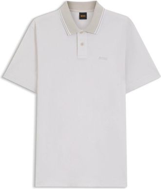 BOSS Logo-print polo shirt in cotton piqu&eacute;