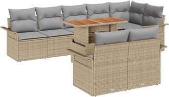 vidaXL Garden Sofa Set with Storage 9 pcs Beige Poly rattan vidaXL
