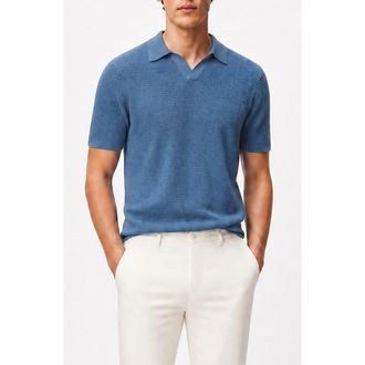 Onia Johnny Collar Cotton Textured Knit Polo in Marina at Nordstrom Rack, Size X-Large