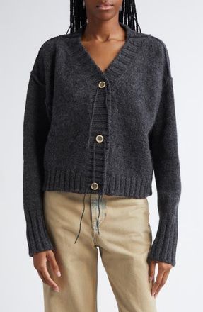 Acne Studios Krypton Wool V-Neck Cardigan in Anthracite Grey at Nordstrom, Size Medium