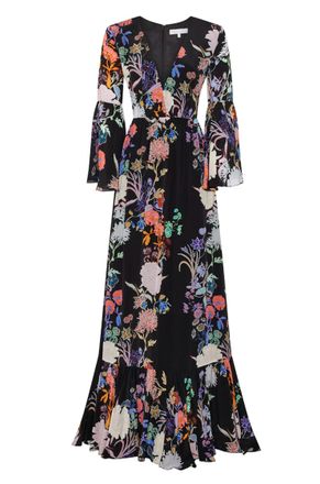 Borgo De Nor Jardin Black Astrea Crepe Maxi Dress Size XS
