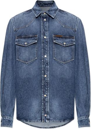 Moncler Denim Shirt - Heren - Spijkeroverhemden - Blauw - S - Denim - Overhemden