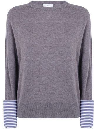 Whyci Sweater Striped Cuff Round Neck