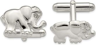 Diamond2Deal Sterling Silver Cubic Zirconia Elephant Cuff Links