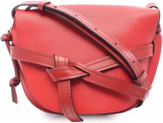 Loewe Pre-owned Cross Body Bags, female, Red, Size: ONE SIZE Pre-owned Vintage Leather Gate Dual Mini Bag
