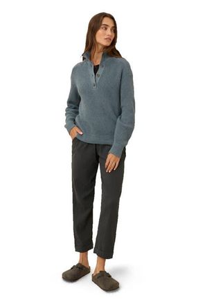 Pact Luxe Knit Henley Sweater in River Rock Heather at Nordstrom, Size Large