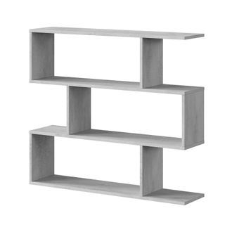 Dmora Libreria Amerigo, Mobile Portalibri Bassa Bifacciale, Scaffale Con Tre Scomparti, Scaffale Moderno Da Ufficio, 110x24h97 Cm, Grigio Cemento