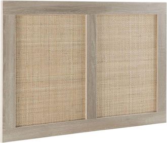 HOMN Cabecero de cama 95 x 60 cm color roble, ratán natural